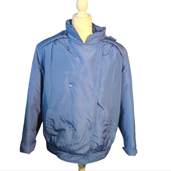 Vtg 80s JG Hook cornflower blue down filled warm winter  coat sz 14 - Picture 10 of 11